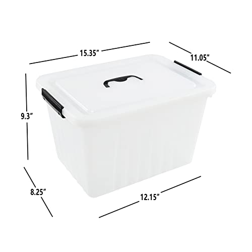20L Stackable Box, Plastic Storage Bins with Latching Lids, 4-Pack - size: 18 L