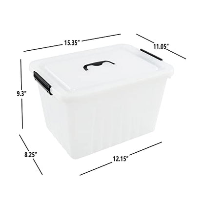 20L Stackable Box, Plastic Storage Bins with Latching Lids, 4-Pack - size: 18 L