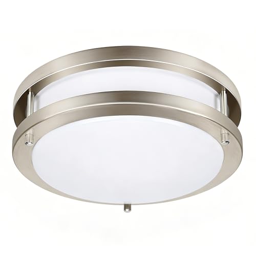 36W LED Flush Mount Ceiling Light Fixture, 400W Equivalent, 5000K Daylight - color: Brush Nickel, size: 36W