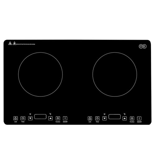 OMEO Portable Double Induction Cooktop 2 Burner Electric Cooktop, Touch Control 110V Induction Cooker with Safety Lock, Pause, Auto Shutoff Timer Setting, 9 Heating Level and Overheating Protection - size: Double Burner