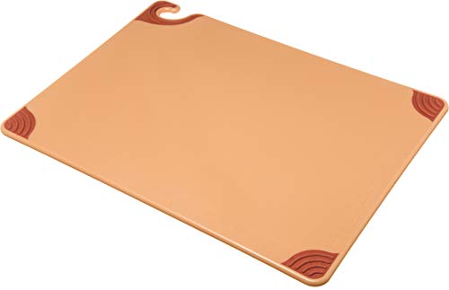 San Jamar Saf-T-Grip Plastic Cutting Board with Safety Hook, 18" x 24" x 0.5", Brown - color: Brown, size: 24"L x 18"W