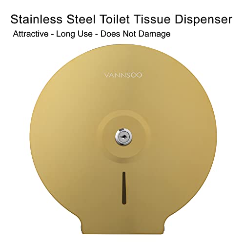 Commercial Jumbo Toilet Paper Dispenser, Wall Mount Stainless Steel - color: Gold