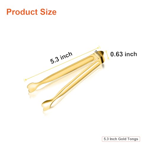 Serving Tongs, Anytrp 12-Packs Stainless Steel Sugar Tongs, 5.3inch Small Tong Kitchen Appetizers Tong for Serving Food, Buffets, Coffee Bar, Tea Party, Desserts Party and Ice Bucket - color: Gold, size: 5.3inch-12pcs