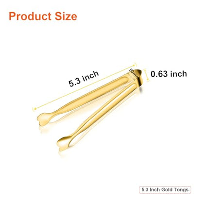 Serving Tongs, Anytrp 12-Packs Stainless Steel Sugar Tongs, 5.3inch Small Tong Kitchen Appetizers Tong for Serving Food, Buffets, Coffee Bar, Tea Party, Desserts Party and Ice Bucket - color: Gold, size: 5.3inch-12pcs