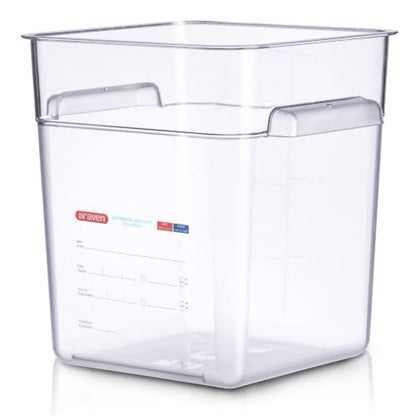 Araven Square Food Container, Food Container Commercial, 8 QT, Clear