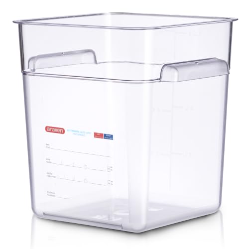 Araven Square Food Container, Food Container Commercial, 8 QT, Clear