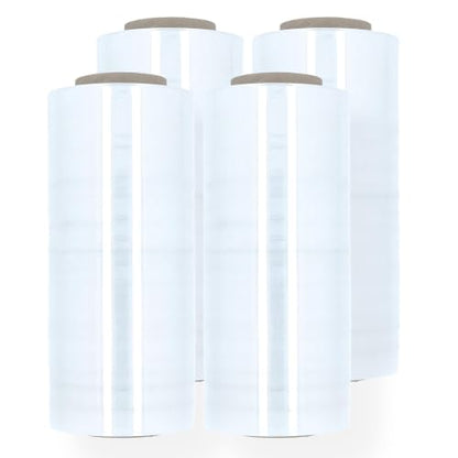 PSBM Blown Stretch Wrap, 4 Rolls 12 Inch x 1500 Feet 80 Gauge Heavy Duty Clear Plastic Wrap Industrial Strength Shrink Film for Moving, Packing & Shipping - 4 Pack,80 Gauge - size: 4 Pack, style: 80 Gauge
