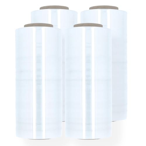 PSBM Blown Stretch Wrap, 192 Rolls 12 Inch x 1500 Feet 90 Gauge Heavy Duty Clear Plastic Wrap Industrial Strength Shrink Film for Moving, Packing & Shipping - size: 192 Pack, style: 90 Gauge