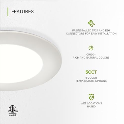 ASD 12 Pack Retrofit LED Recessed Lighting 6 Inch, 5CCT Wafer Lights - color: White Flat, size: 12 Pack