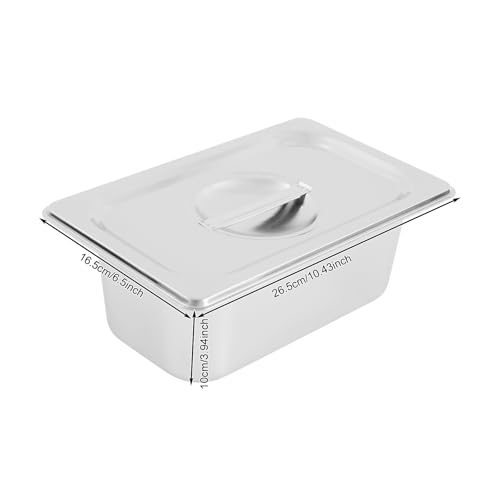 6 Pack Stainless Steel Hotel Pans with Lids, 1/9 Size or 1/4 Size Commercial Metal Food Catering Trays for Steam Table, Buffet Serving, Food Storage & Preparation (1/4 Size 3.6Qt) - size: 1/4 Size 3.6Qt