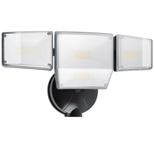 85W 10000LM Switch Controlled Outdoor Flood Lights, 4-Head Super Bright LED Security Light, 5000K Daylight, IP65 Waterproof Hardwired Exterior Light for Outside Garage Yard (Black) - color: Black