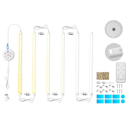 Under Cabinet Lights, 6 Pack Dimmable LED Strip, 3 CCT Color Changing Plug-in Light Bar with IR Control & Timer, Closet Lights for Kitchen Shelf Wardrobe Display - color: White