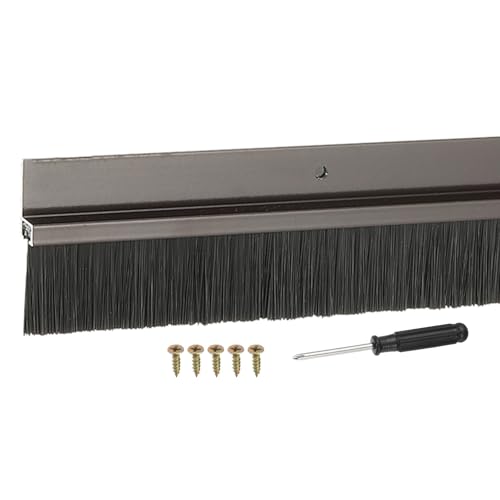 Door Sweep Aluminum Alloy Brush Sweeps, 1.2 Inch Black PP Brush 39"L x 2.2"W Fit for Gaps of Door Bottom - H-Shape Holder (Brown) - color: Brown, size: 1.2 Inch