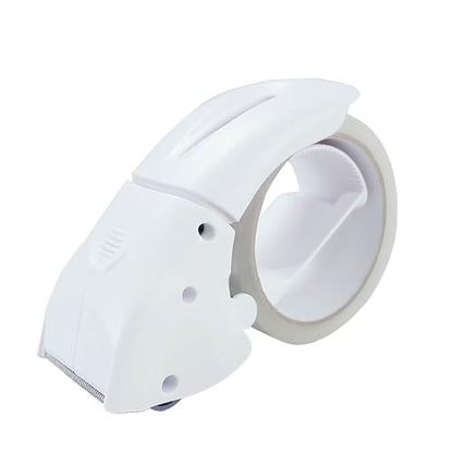 ABEL EVO Packing Tape Dispenser, White, 2 Inch Wide Ergonomic Tape Gun for Packing Boxes, Shipping Moving Mailing Box Sealing Carton Packaging, Lightweight Hand-held Heavy Duty Tape Cutter - color: White