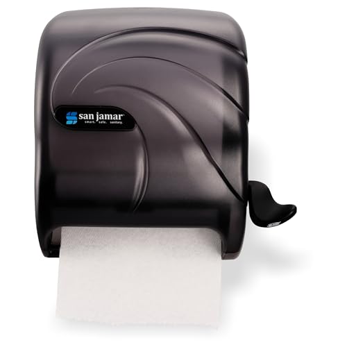 San Jamar Element Paper Towel Dispenser, Manual Lever Roll Storage Solution for Bathroom and Kitchen, 12.75" x 12.5" x 8.5", 1 Count, Black Pearl