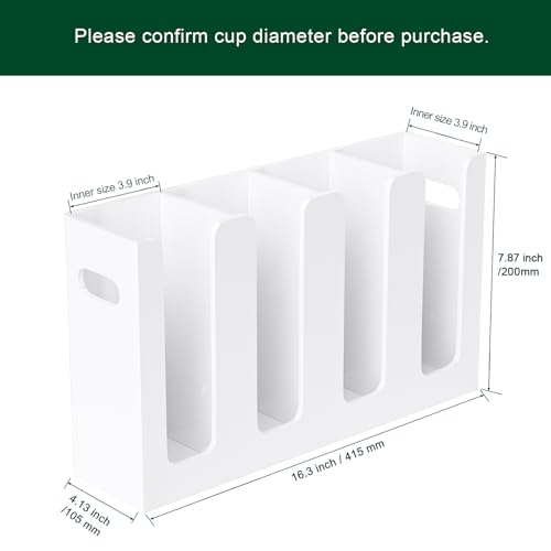 Disposable Coffee Cup Dispenser with Handles, Countertop or Wall Mount Hot/Cold Drink Cup and Lid Holder - Bathroom/Kitchen/Office Acrylic Cup Lid Storage Organizer (4 Compartments, White) - color: White, size: 4 Compartments