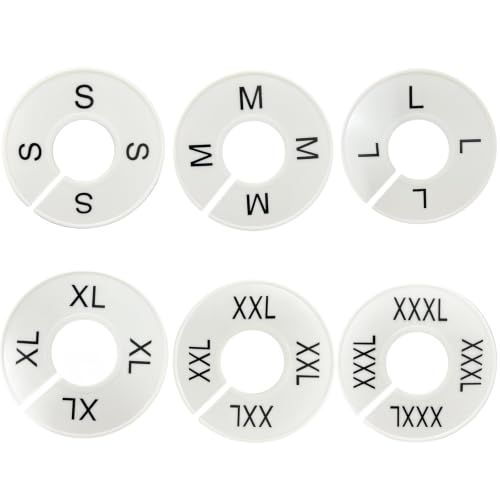 Closet Size Dividers, S-XXXL Markers to Organize Clothes on Racks (White)