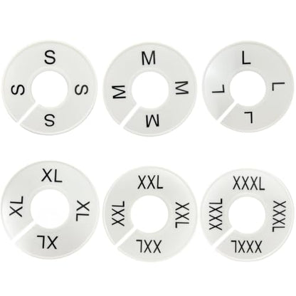 Closet Size Dividers, S-XXXL Markers to Organize Clothes on Racks (White)