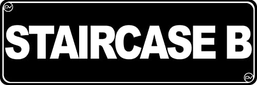 Floor Sign for Door, Acrylic Plastic, Black and White, Rounded Corners, Durable, Long Lasting with Double Sided Tape in the Back - 3" x 9" (Staircase B) - style: Staircase B