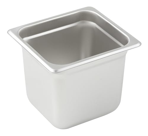 Winco Anti-Jamming Steam Pan, 1/6 by 6-Inch, 24-Gauge - size: 6" Deep
