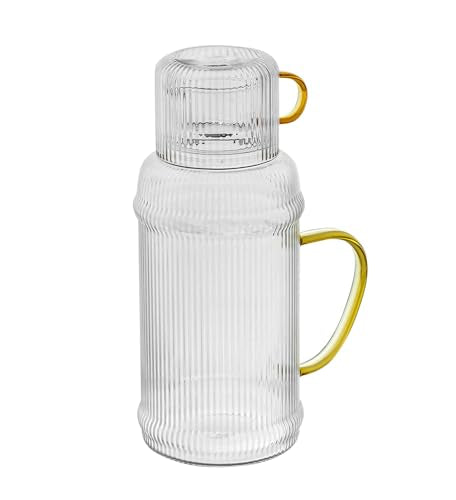 Baffect Water Pitcher Glass Jug With Lid and Spout (With Cup) - style: With Cup