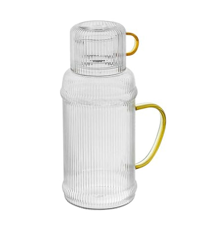 Baffect Water Pitcher Glass Jug With Lid and Spout (With Cup) - style: With Cup