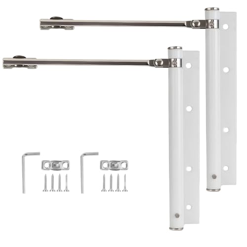 2 Pack Automatic Door Closer for Home Easy to Install | Safety Spring Door Closers | Auto Soft Close to Convert Hinged Doors to Auto Self Closing | Adjustable Catch Speed | with Arm, Screw, Wrench - color: White, size: 2 Pack