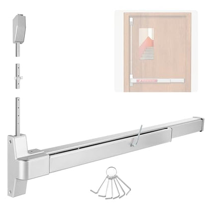 IRONWALLS Surface Vertical Rod Exit Device 32", Commercial Push Panic Bar - color: Silver, size: 32 Inch