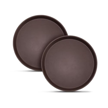 2 Pack 14" Commercial Non-Slip Round Serving Trays, NSF, Brown - color: Brown, size: 14"