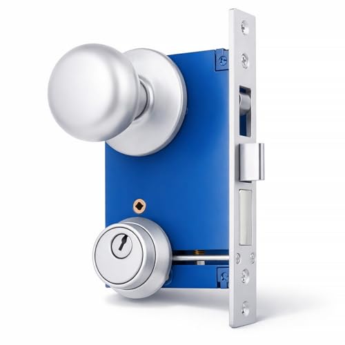 Tandefio 1 Set Double Cylinder Mortise Lock, Left Hand Reverse, Silver - color: Silver, style: Left Hand Reverse