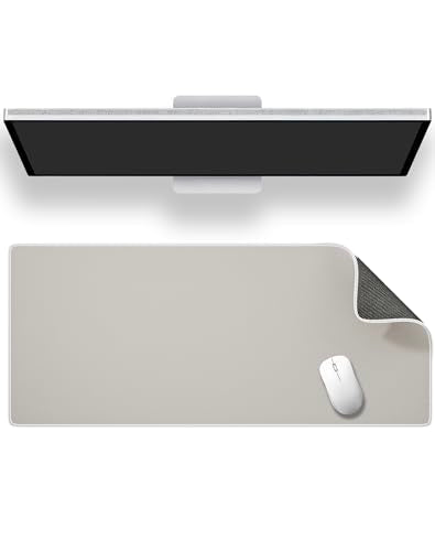 ALOANES Non-Slip Extended Mouse Pad Office&Home Desk Mat Stitched Edge - color: Beige, size: 31.5L x 11.8W inches