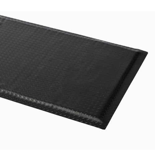 2 x 5 FT Anti Fatigue Mats Industrial 15/16 Inch Thick Soft Sponge Ergonomic Mat Durable Heavy Duty Diamond Plate for Standing Non Slip Industrial Grade Floor Mat for Leg & Back Pain (Black) - size: 59.9"L x 23.6"W x 0.9"Th