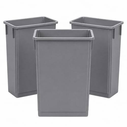 23 Gallon Slim Jim Rectangular Gray Trash Can | 3 Pack - color: Gray