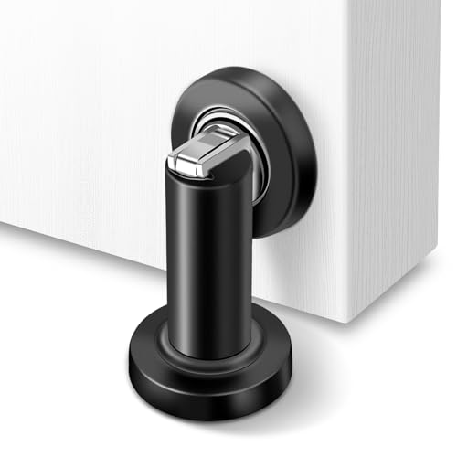 Heavy Duty Magnetic Door Stop, Black Door Stoppers Magnetic Door Holder Catch Hold Door Open, Stainless Steel Wall Floor Mount - color: Black, size: 1 Pack