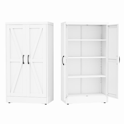GAIOUS 43.3'' Tall Kitchen Pantry Cabinet, White Metal Storage Cabinet - color: White, size: 11.8"D x 23.6"W x 43.3"H