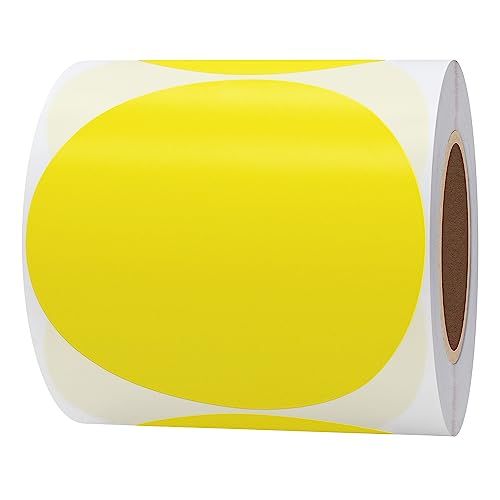 Hybsk 3 inch Circle Color Direct Thermal Stickers Shipping Labels for Barcodes,Name Tag,DIY Logo Design,QR Code,Inventory– Compatible with Zebra,Rollo,Munbyn,and More-350 pcs (3 inch,Yellow) - color: Yellow, size: 3"