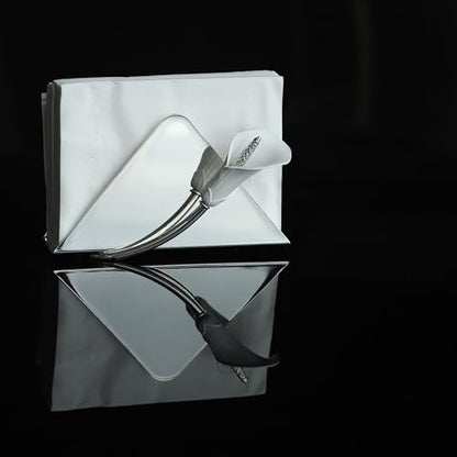 Napkin Holder for Table, Upright Paper Dispenser with Lily (silvery),wedding gift - color: Silver