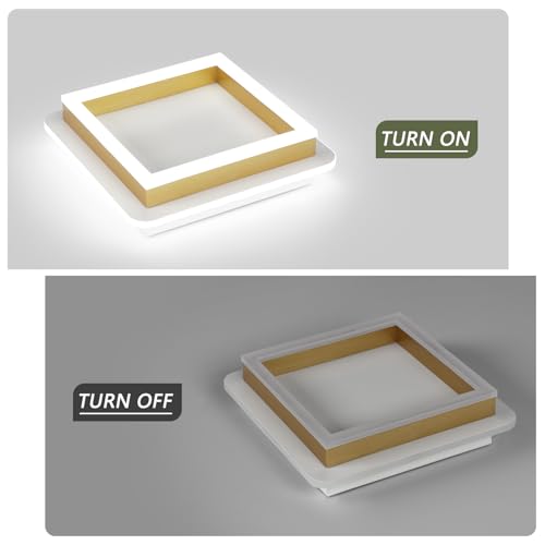 CANEOE Square Flush Mount Ceiling Light 32W Modern Led Hallway Ceiling Light Fixtures Gold Close to Ceilings Lamp for Bedroom Bathroom Living Room Laundry Kitchen - color: Gold, size: 1 Pack