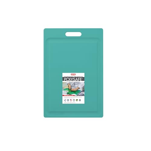 Dexas NSF Certified Polysafe Cutting Board with Handle and Juice Well, 12 x 18 inches, Reversible Kitchen Cutting Board, Teal Green - color: Teal Green, size: 18"L x 12"W