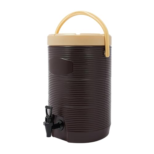 Stainless Steel Beverage Dispenser Insulated Container with Faucet Cooler with Drink Dispensers Cold and Hot Drink Dispenser for Milk Tea, Juice, Coffee 4.49 Gal Capacity (Brown) - color: Brown, size: 17L