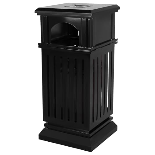 Large Capacity Square Steel Commercial Trash Can with Lid Removable Inner Bucket, Decorative Garbage Container for Home, Office, Restaurant, Restroom