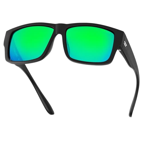 TOROE VALLEY Polarized z87+ Men Sunglasses - color: Matte Black | White Emblem | Midnight Green