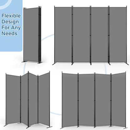 AKTOP 4 Panel Room Divider, 88" W x 6FT Fabric Folding Privacy Screen, Grey - color: Grey