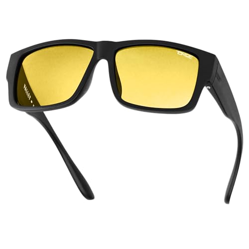 TOROE VALLEY Polarized z87+ Men Sunglasses - color: Matte Black | Black Emblem | Yellow Hd