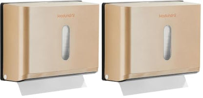 Paper Towel Dispensers Wall Mount: Multifold Z-Fold Paper Towel Holder, No Drilling Install, Compact Hand Towel Dispenser for Home Bathroom, Restroom, Office, Gold (Pack of 2) - color: 5827-gold, size: 210 Sheet (Pack of 2)