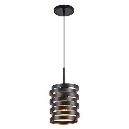 CNRATYE Modern Farmhouse Pendant Lights Kitchen Island, Industrial Multiple Rings Hanging Pendant Light Fixtures for Sink Bar Entrance Bathroom Hallway, Black with Gold Interior - size: 1-Light