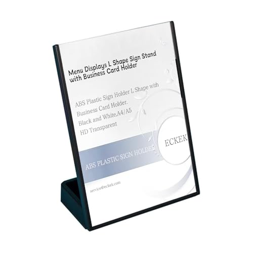 ABS Plastic Sign Holder L Shape (Black A4 210×297mm/8.27×11.69 inches)