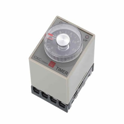 MECCANIXITY AC220V Timer Relay, Time Relay Timing Delay on Time 8 Pin 1M-30M Knob Control with Socket, AH3-3