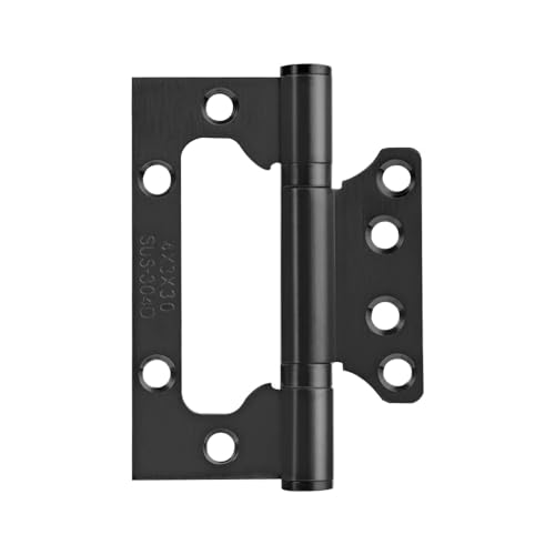 VOLUKA 6 Pack Non-Mortise Door Hinges - Easy to Install, 4" × 3" Stainless Steel Door Hinges - Smooth Movement and Heavy Duty, Black - color: Black