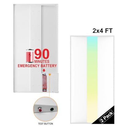 2x4 LED Troffer Light with Emergency Backup Battery, ETL 2PK - style: 2PK Emergency Battery Backup